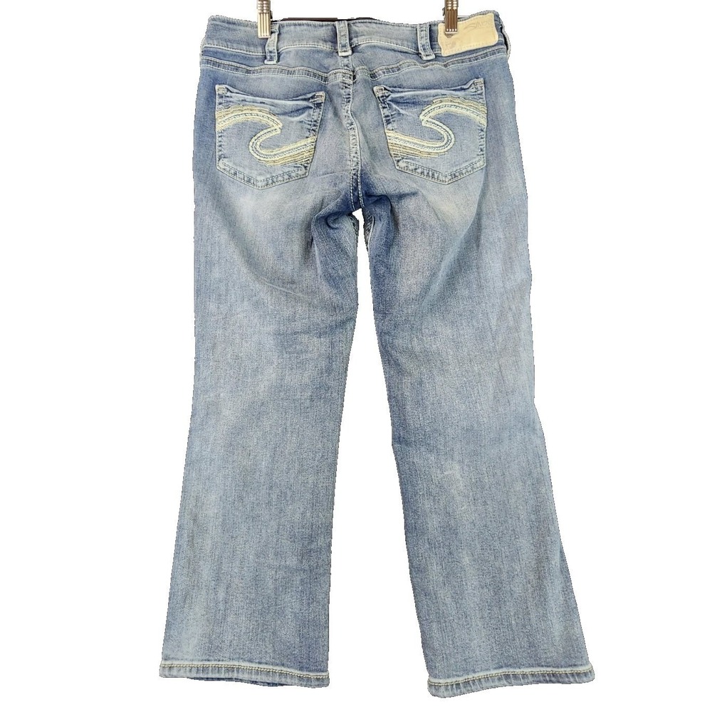 Silver Jeans Co Suki Mid Capri Lt Wash Women W31 L22.5 Curvy Fit Denim Cropped